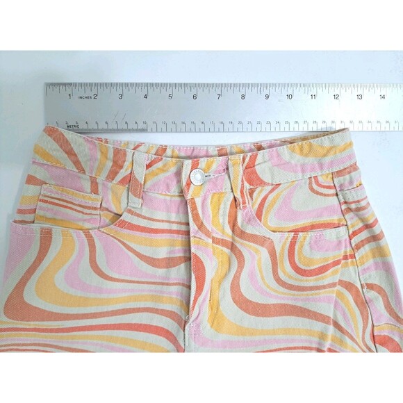 Shein Pants 70s Hippie GROOVY Orange Size XS High Waist Wide Leg Psychedelic - Picture 8 of 12